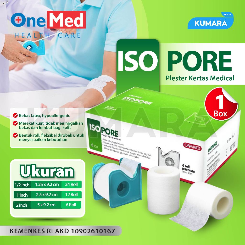 ONEMED - Isopore Dispenser / Plester Kertas Paper Tape BOX 1 ONEMED - Isopore Dispenser / Plester Kertas Paper Tape BOX