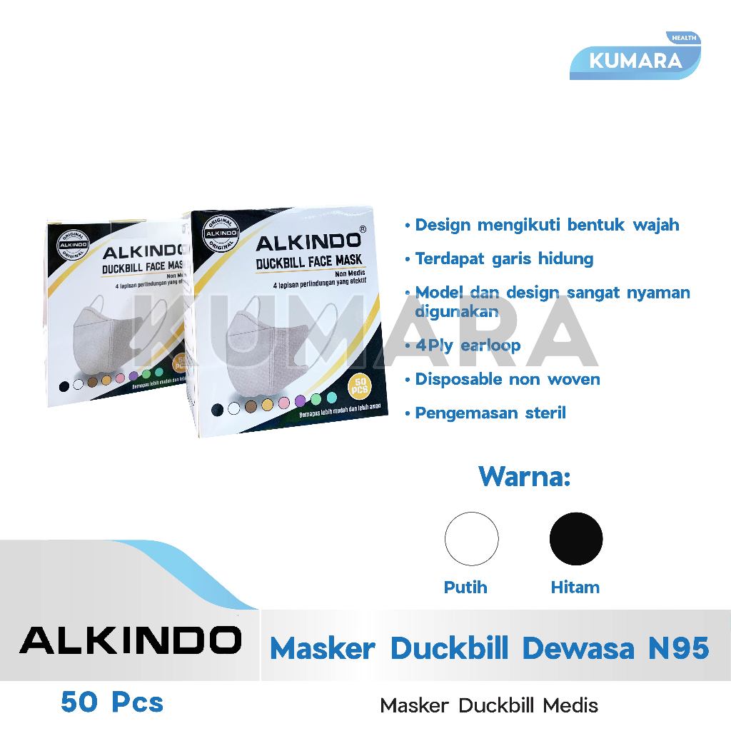 ALKINDO - Masker Duckbill Dewasa / Masker Duckbill Medis Pack perbox isi 50 3 ALKINDO - Masker Duckbill Dewasa / Masker Duckbill Medis Pack perbox isi 50 - Image 3