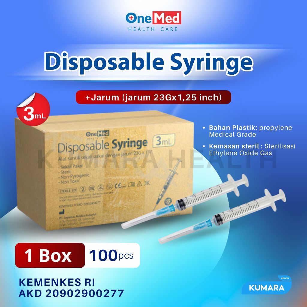 ONEMED - Syringe 3cc / Spuit 3ml BOX 1 ONEMED - Syringe 3cc / Spuit 3ml BOX