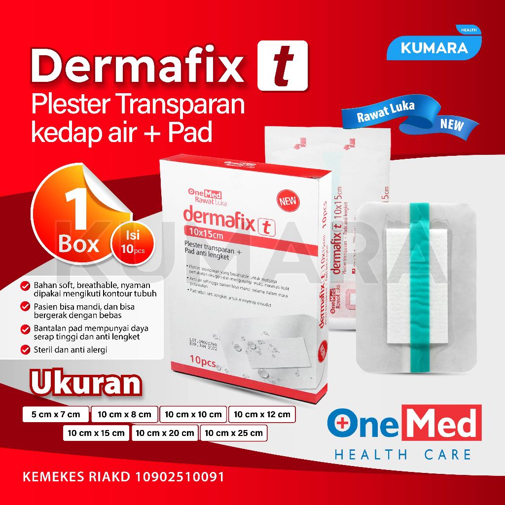 ONEMED - Dermafix Plester Transparant Kedap Air Box 1 ONEMED - Dermafix Plester Transparant Kedap Air Box