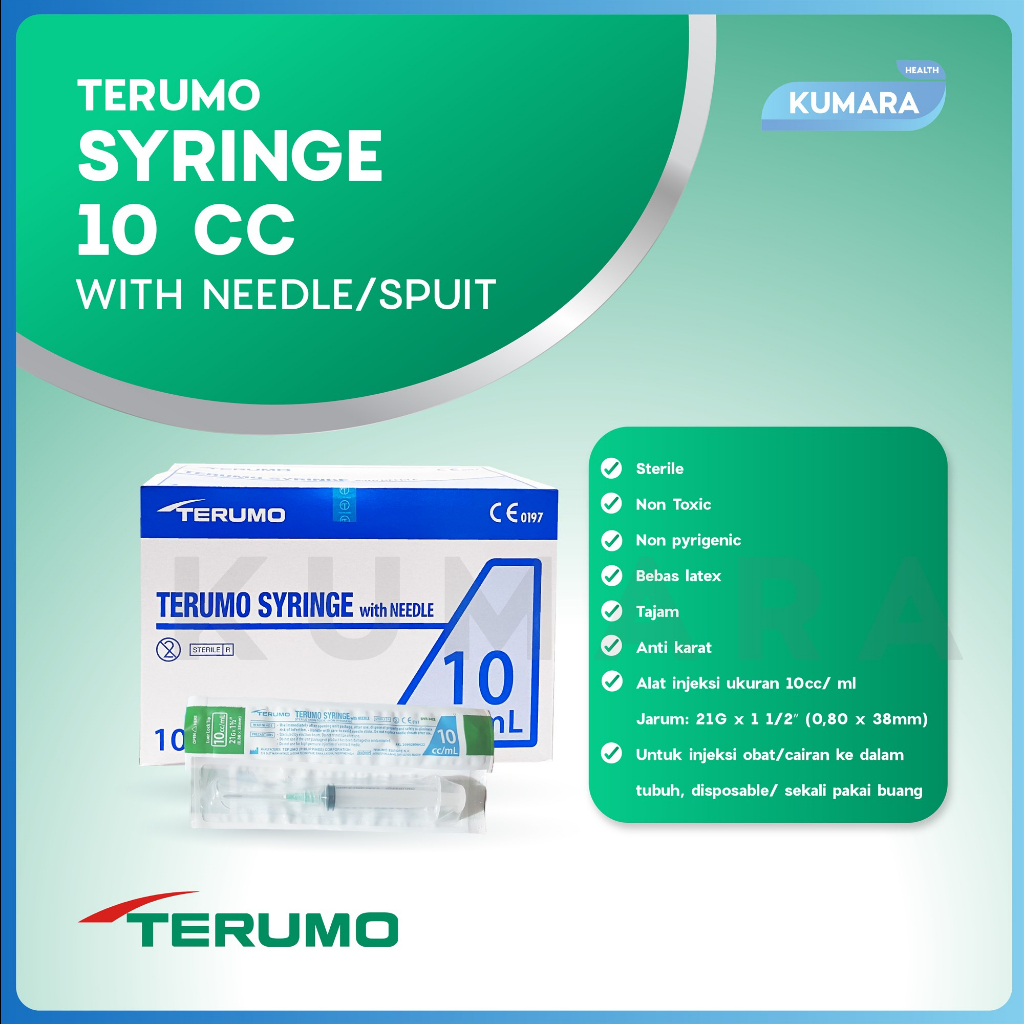 TERUMO - Syringe 10cc with Needle / Spuit 10ml BOX 1 TERUMO - Syringe 10cc with Needle / Spuit 10ml BOX