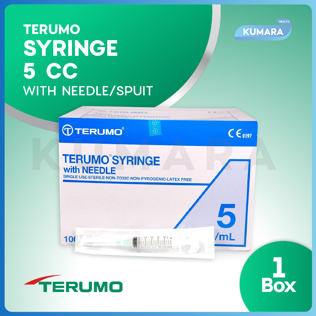 TERUMO - Syringe 5cc with Needle / Spuit 5ml BOX 1 TERUMO - Syringe 5cc with Needle / Spuit 5ml BOX