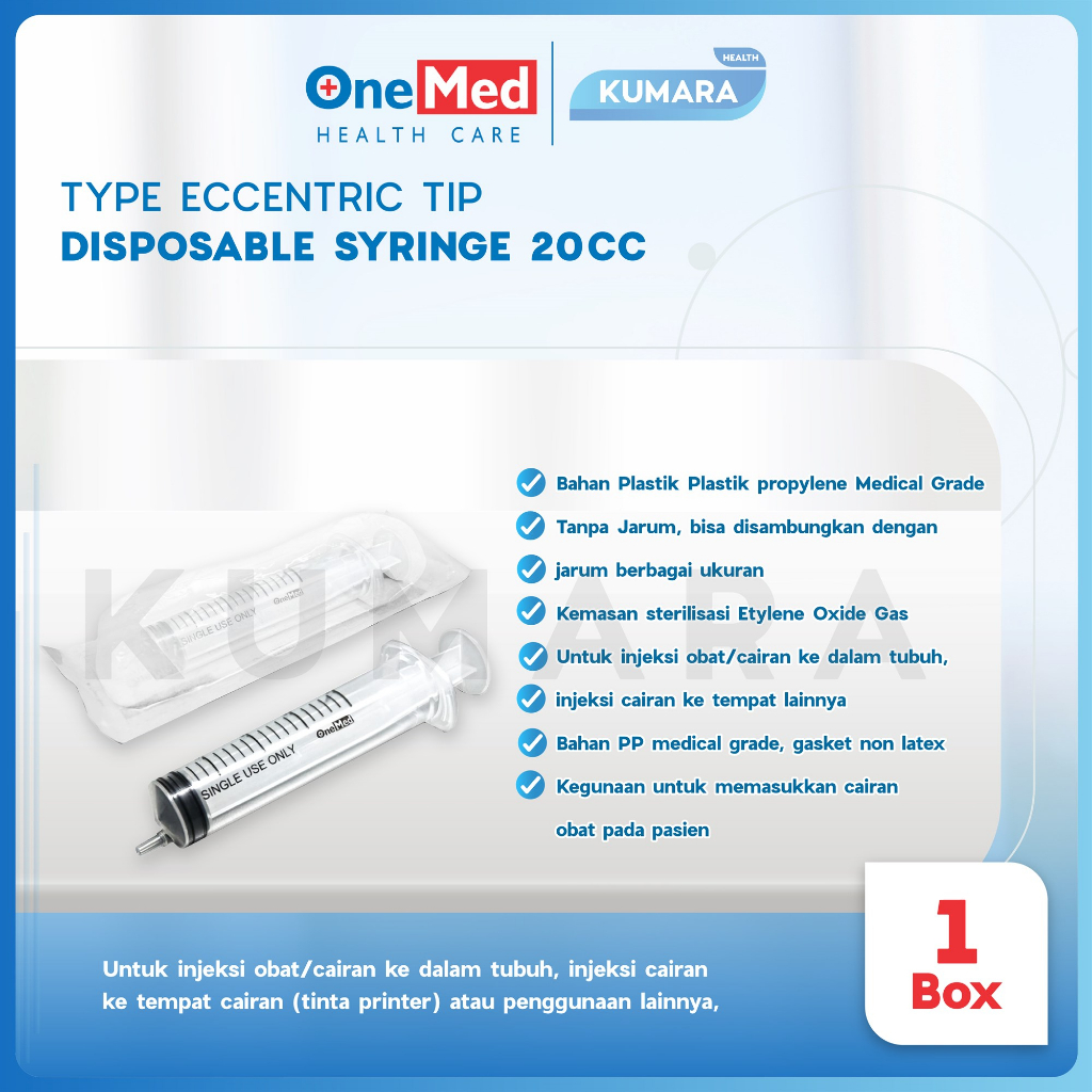 ONEMED - Syringe 20cc Lubang Tengah & Samping / Suit 20cc LL & EC BOX 2 ONEMED - Syringe 20cc Lubang Tengah & Samping / Suit 20cc LL & EC BOX - Image 2