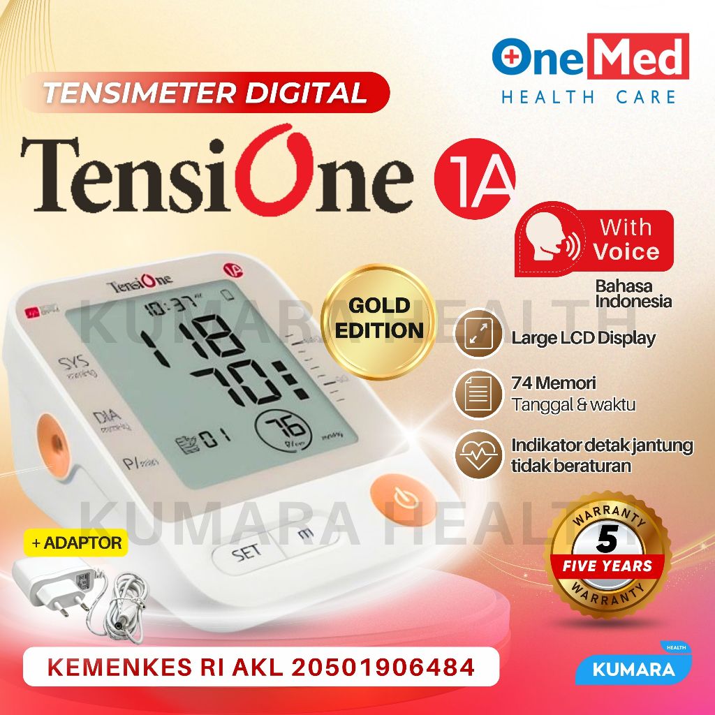 ONEMED Tensimeter Digital Tensione 1A | Suara Bahasa Indonesia & Manset L | BOX 1 ONEMED Tensimeter Digital Tensione 1A | Suara Bahasa Indonesia & Manset L | BOX