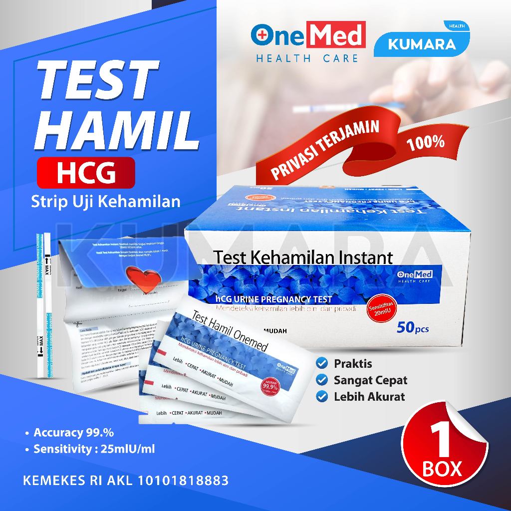 ONEMED - Tes Kehamilan HCG Box isi 50's 1 ONEMED - Tes Kehamilan HCG Box isi 50's