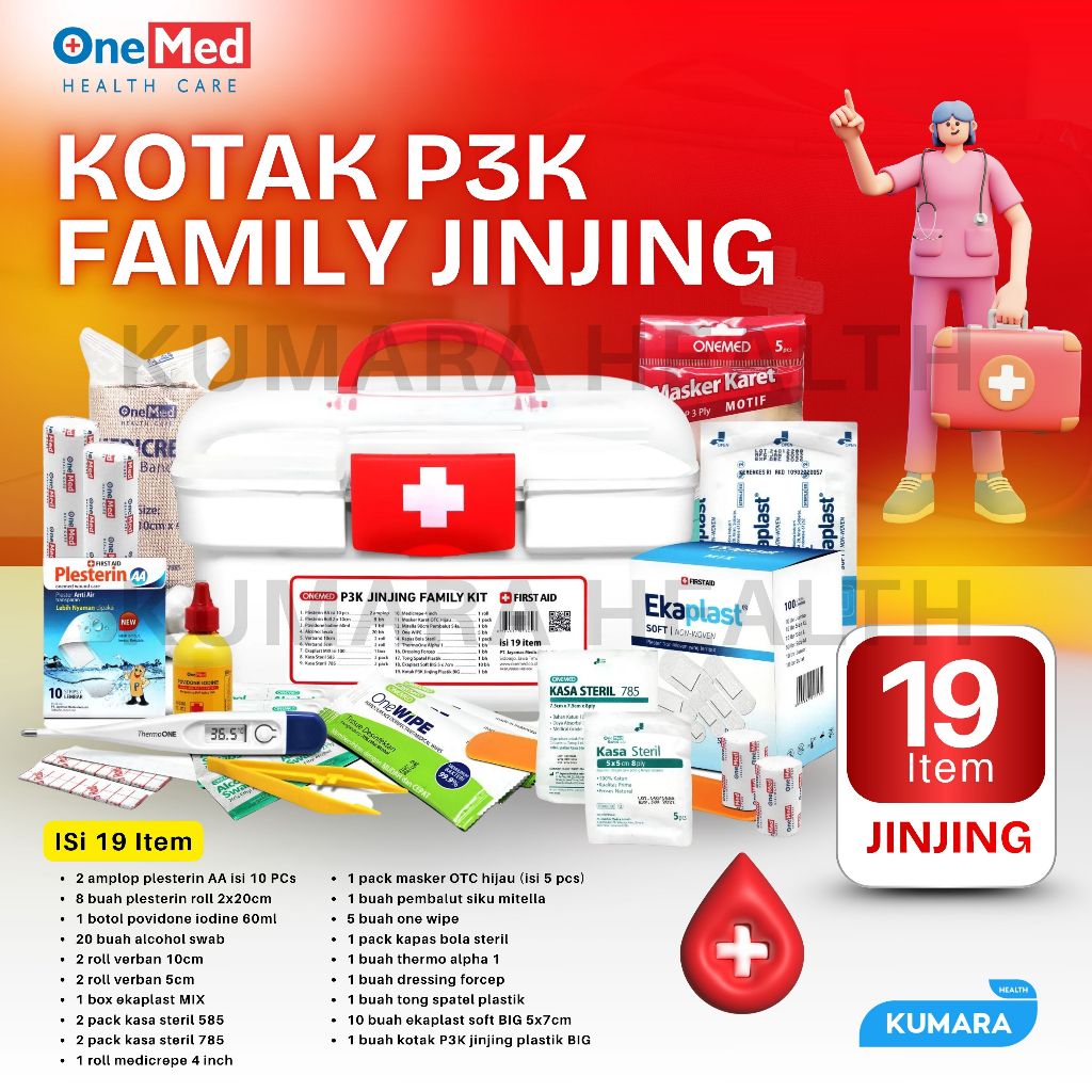 ONEMED - Kotak P3K Plastik Jinjing + Isi / Kotak Emergency Set 2 ONEMED - Kotak P3K Plastik Jinjing + Isi / Kotak Emergency Set - Image 2