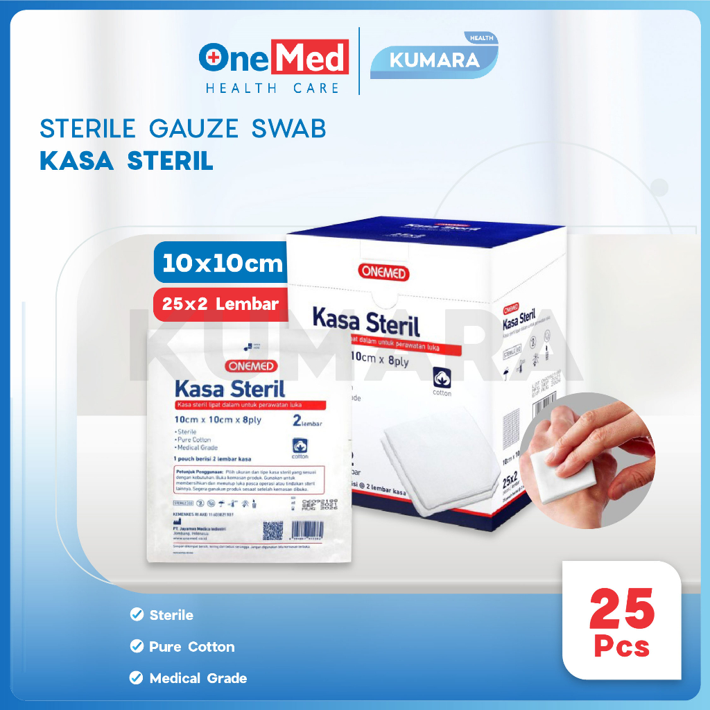 ONEMED - Kasa Steril 10x10cm 8Ply Pouch isi 2'S Box isi 25's 1 ONEMED - Kasa Steril 10x10cm 8Ply Pouch isi 2'S Box isi 25's