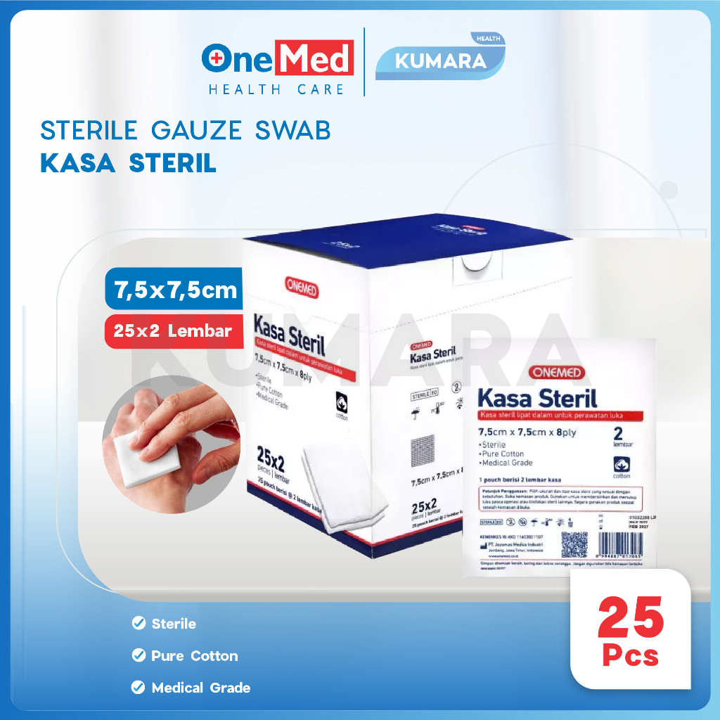 ONEMED - Kasa Steril 7.5x7.5cm 8Ply Pouch isi 2'S Box isi 25's 1 ONEMED - Kasa Steril 7.5x7.5cm 8Ply Pouch isi 2'S Box isi 25's