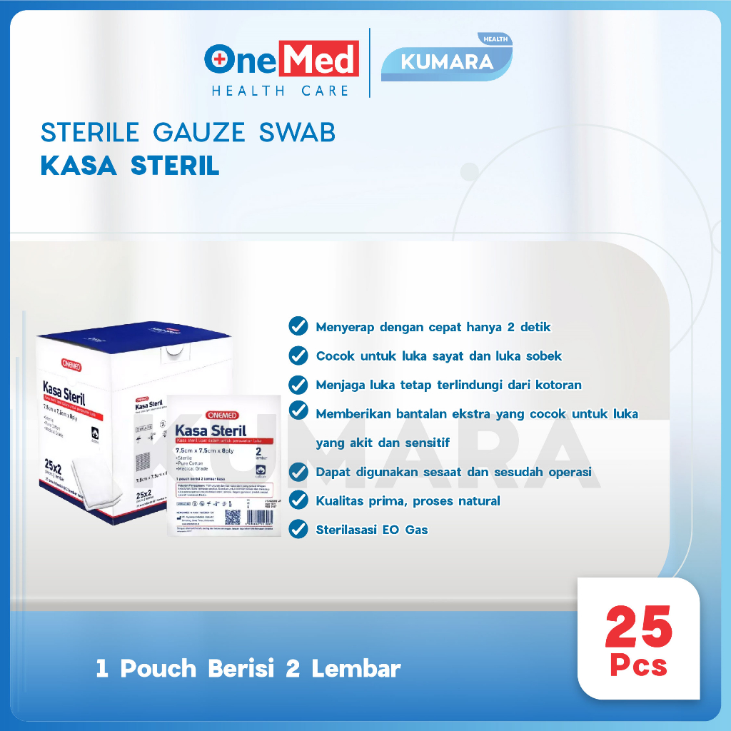 ONEMED - Kasa Steril 7.5x7.5cm 8Ply Pouch isi 2'S Box isi 25's 2 ONEMED - Kasa Steril 7.5x7.5cm 8Ply Pouch isi 2'S Box isi 25's - Image 2