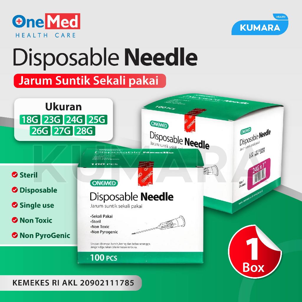 ONEMED - Disposable Needle / Jarum Suntik Sekali pakai BOX 1 ONEMED - Disposable Needle / Jarum Suntik Sekali pakai BOX