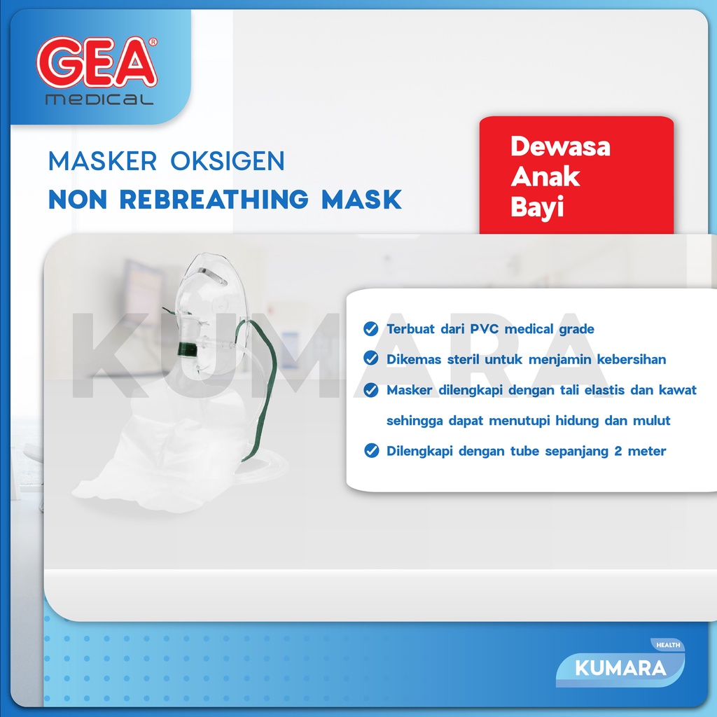GEA - Masker Oksigen Non Rebreathing / Masker NRM 2 GEA - Masker Oksigen Non Rebreathing / Masker NRM - Image 2