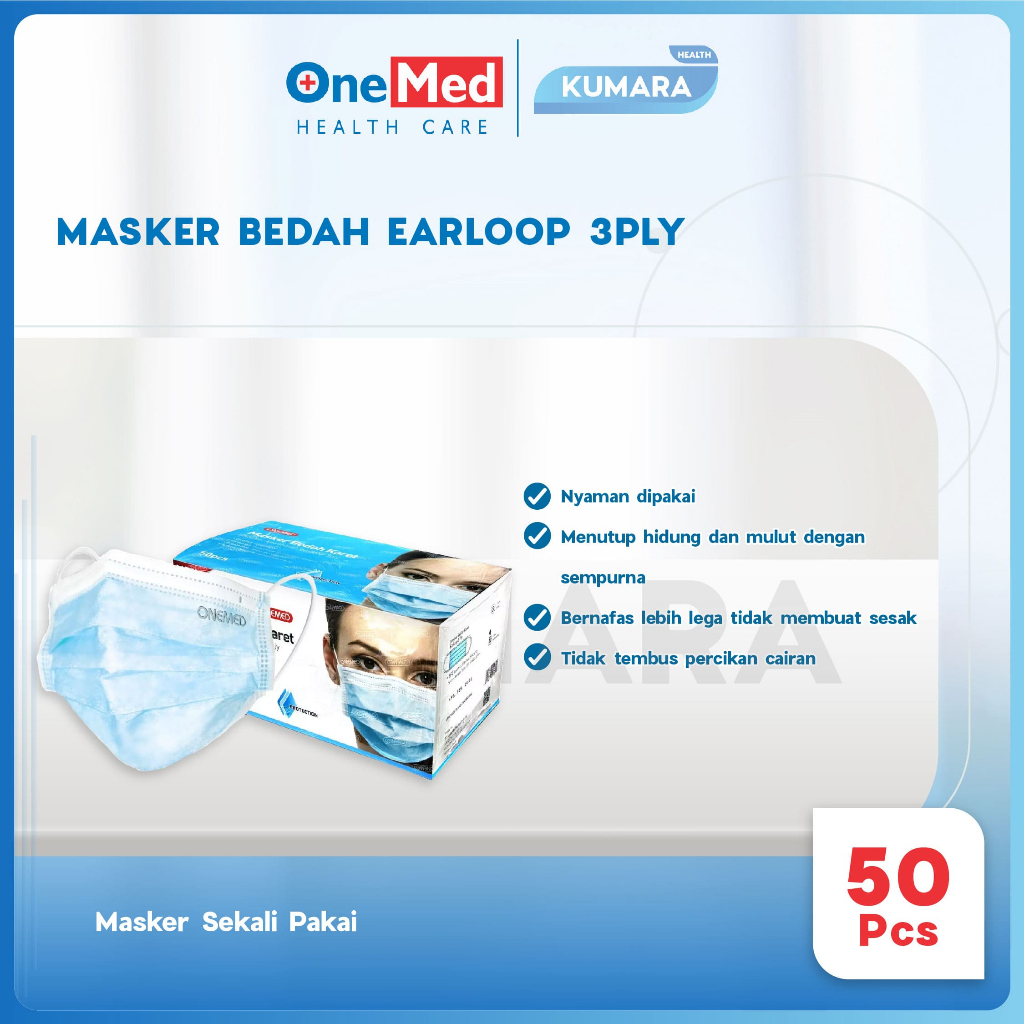 ONEMED - Masker Bedah Earloop 3 Ply / Masker Bedah Earloop 2 ONEMED - Masker Bedah Earloop 3 Ply / Masker Bedah Earloop - Image 2