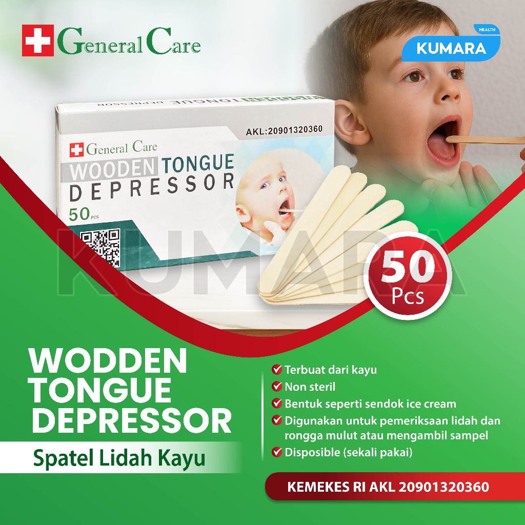 GENERAL CARE - Wooden Tongue Depressor isi 50's / Spatel Kayu 1 GENERAL CARE - Wooden Tongue Depressor isi 50's / Spatel Kayu