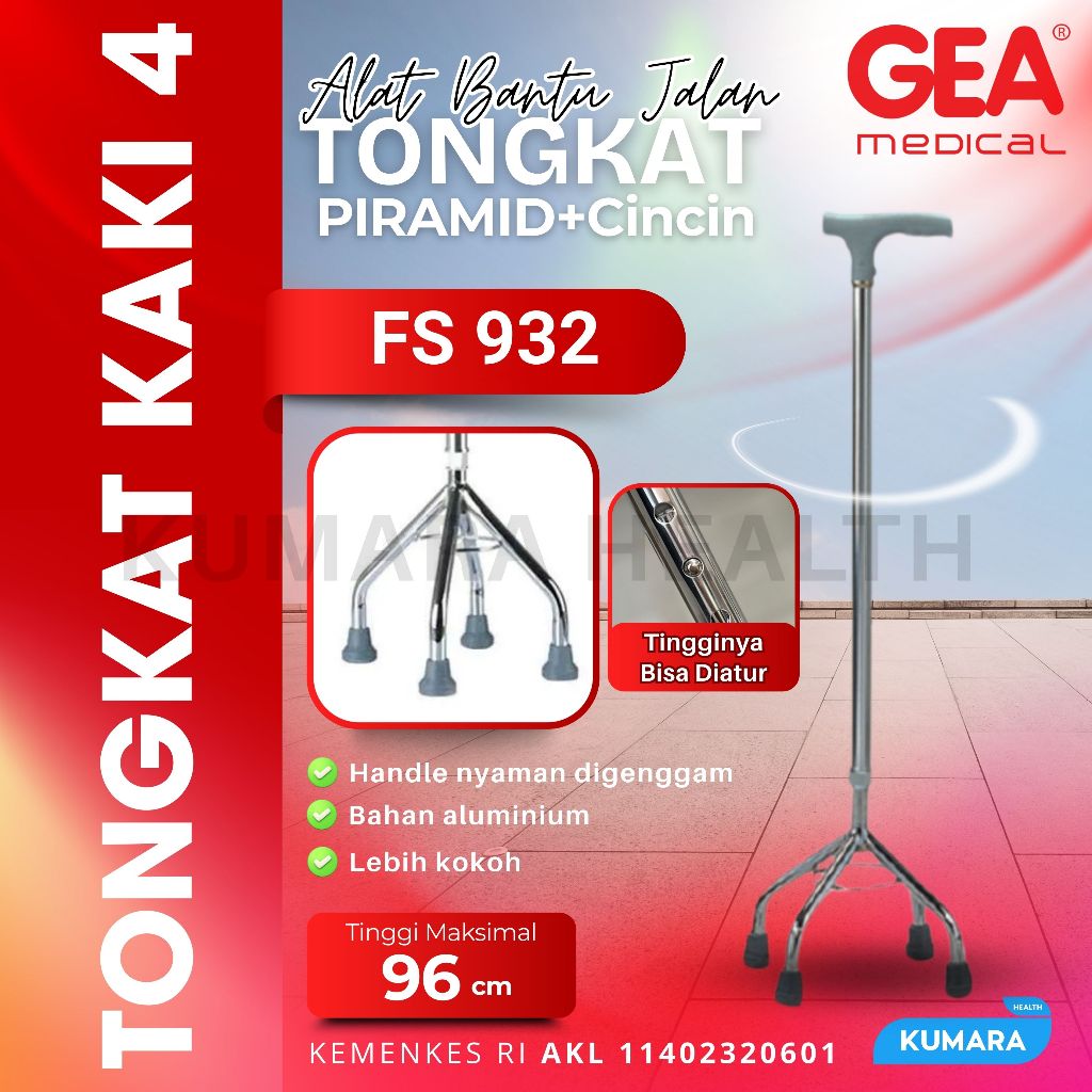 GEA - Tongkat Piramid Kaki 4 FS 932 / Alat Bantu Jalan 1 GEA - Tongkat Piramid Kaki 4 FS 932 / Alat Bantu Jalan