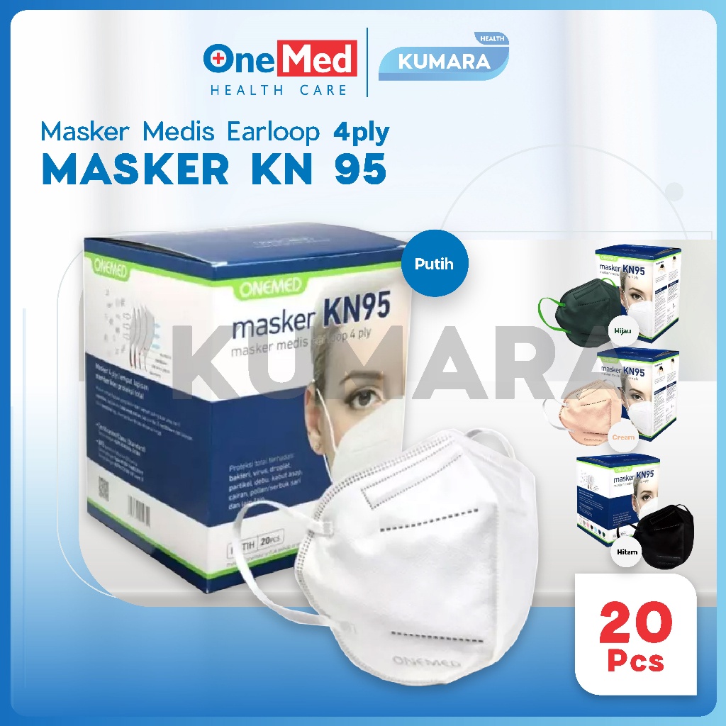 ONEMED - Masker KN95 4Ply Earloop / Masker Respirator KN95 isi 20's 2 ONEMED - Masker KN95 4Ply Earloop / Masker Respirator KN95 isi 20's