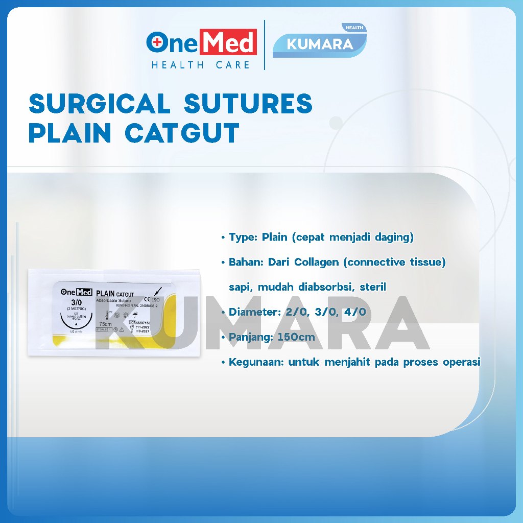 ONEMED - Catgut Plain + Needle / Benang Jahit Box isi 24's 2 ONEMED - Catgut Plain + Needle / Benang Jahit Box isi 24's - Image 2