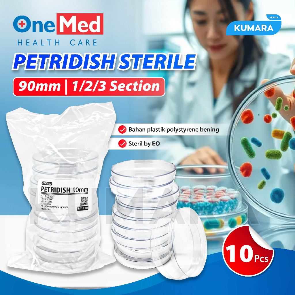 ONEMED - Petri Dish 90mm Sterile / Cawan Petri Steril Pack Isi 10's 1 ONEMED - Petri Dish 90mm Sterile / Cawan Petri Steril Pack Isi 10's