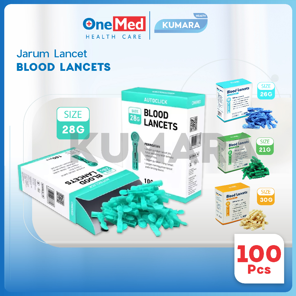 ONEMED - Blood Lancet 100's 21G 26G 28G 30G 1 ONEMED - Blood Lancet 100's 21G 26G 28G 30G