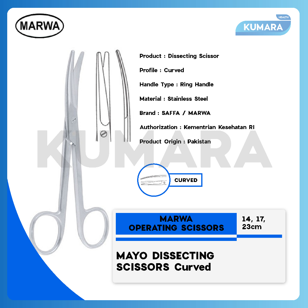 MARWA - Gunting Mayo Bengkok / Mayo Dissecting Scissors Curved 1 MARWA - Gunting Mayo Bengkok / Mayo Dissecting Scissors Curved