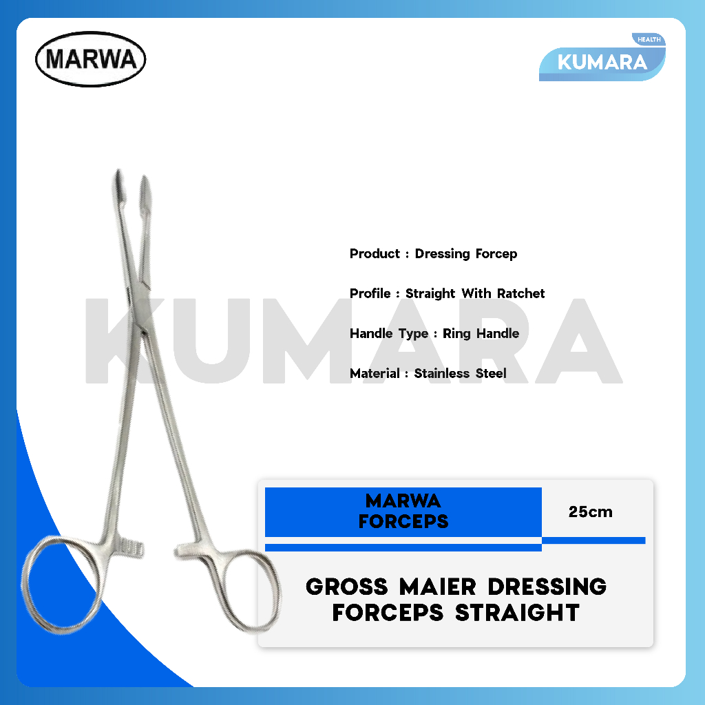 MARWA - Gross-Maier Dressing Forceps Straight / Korentang Lurus 1 MARWA - Gross-Maier Dressing Forceps Straight / Korentang Lurus