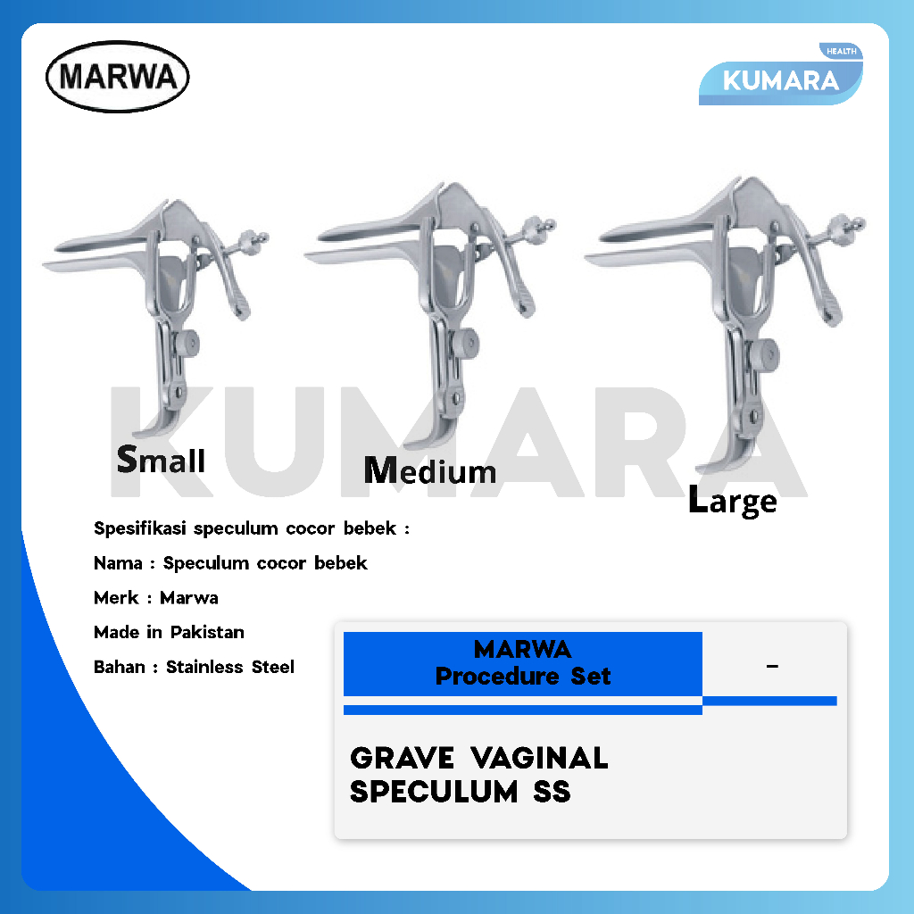 MARWA - Graves Vaginal Speculum SS / Spekulum Cocor Bebek 1 MARWA - Graves Vaginal Speculum SS / Spekulum Cocor Bebek