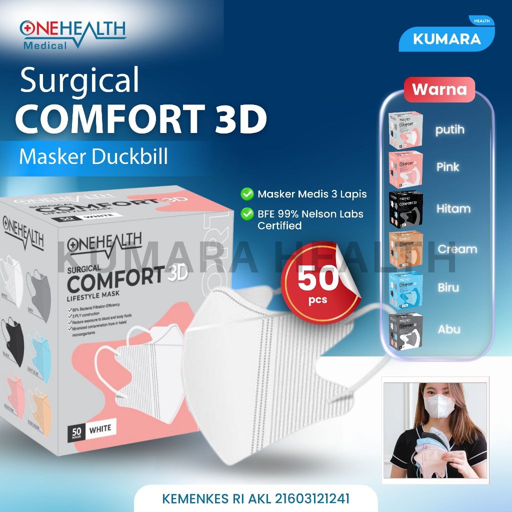 ONEHEALTH - Masker Duckbill Comfort 3D isi 50's 1 ONEHEALTH - Masker Duckbill Comfort 3D isi 50's