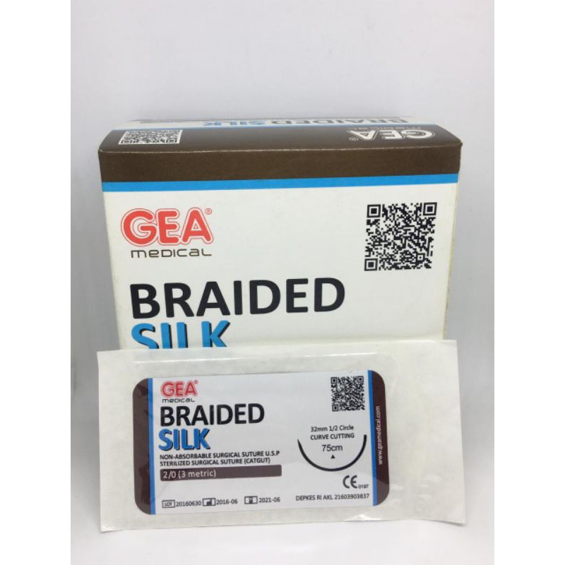 GEA - Silk Braided + Needle / Benang Jahit Bedah + Jarum Silk Braided BOX 1 GEA - Silk Braided + Needle / Benang Jahit Bedah + Jarum Silk Braided BOX