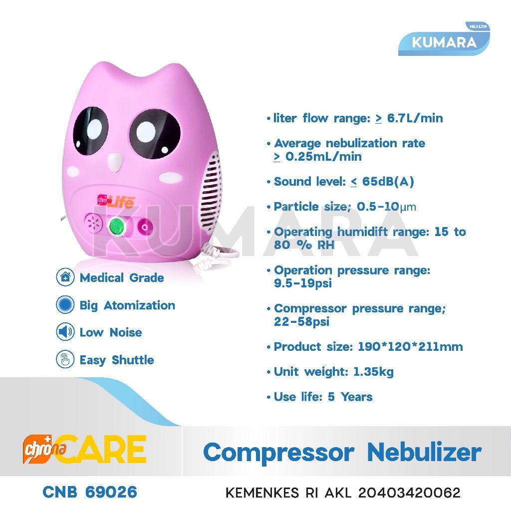 CHRONA CARE - Compressor Nebulizer Anak CNB 69026/ Alat Inhalasi / Nebulizer 3 CHRONA CARE - Compressor Nebulizer Anak CNB 69026/ Alat Inhalasi / Nebulizer - Image 3
