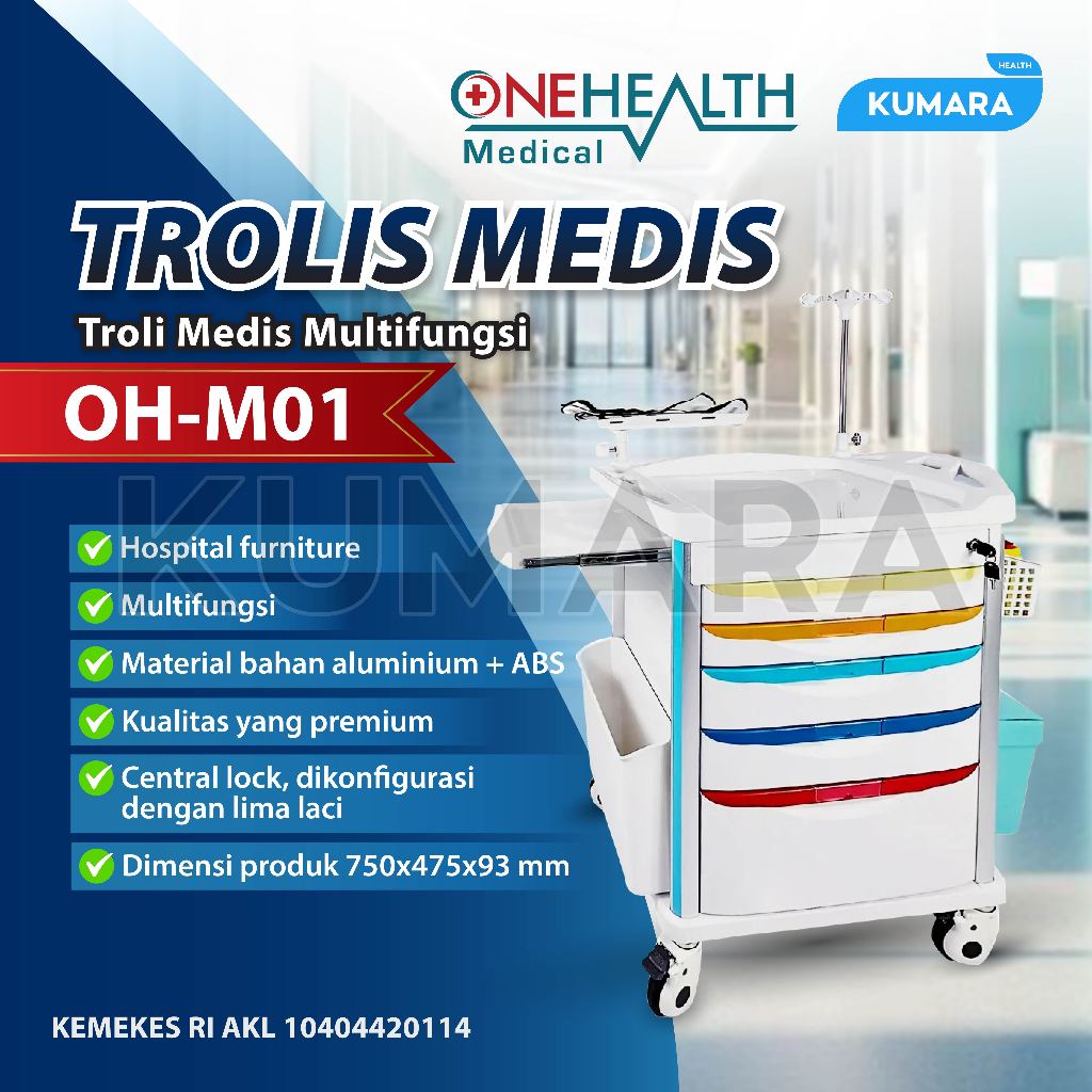 ONEHEALTH - Troli Medis OH-M01 / Troli Medis Multifungsi 1 ONEHEALTH - Troli Medis OH-M01 / Troli Medis Multifungsi