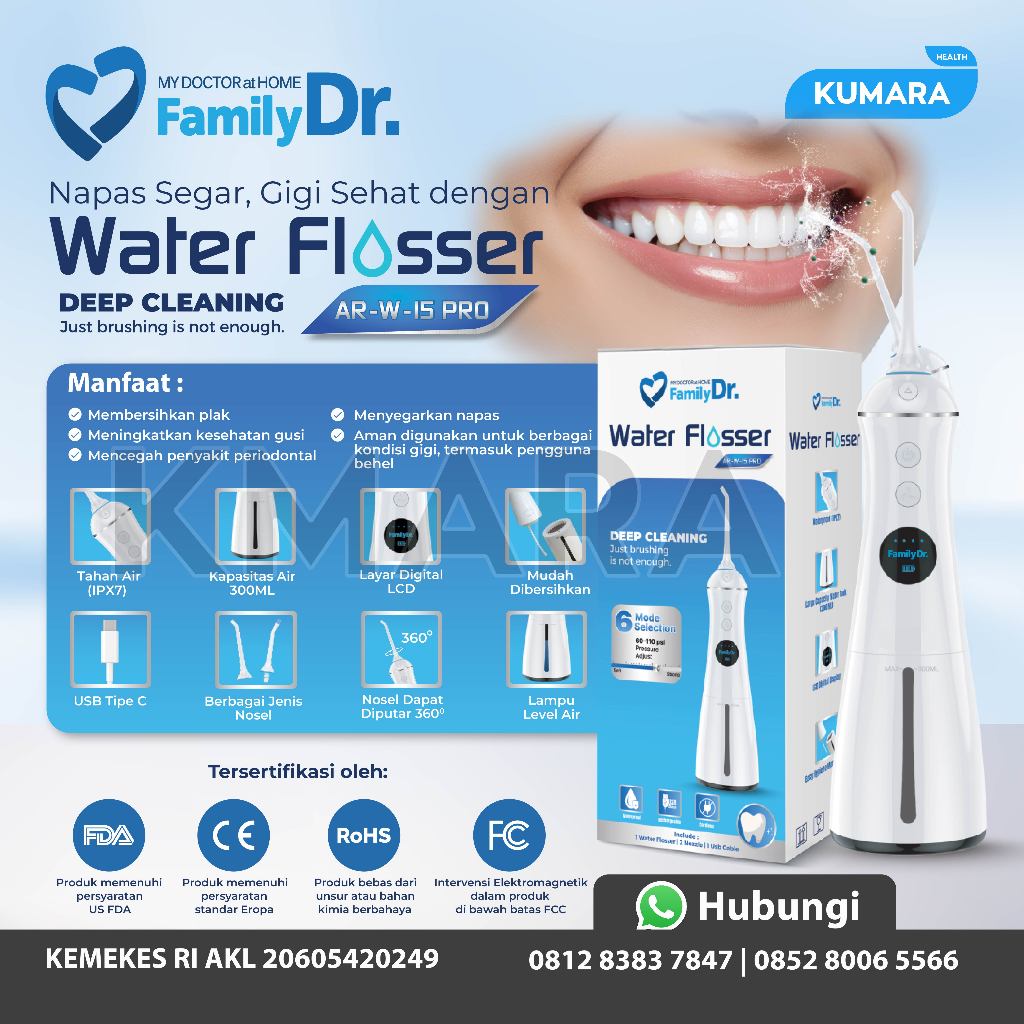 FAMILY DR - Water Flosser / Alat Pembersih Gigi / Oral Irrigator 1 FAMILY DR - Water Flosser / Alat Pembersih Gigi / Oral Irrigator