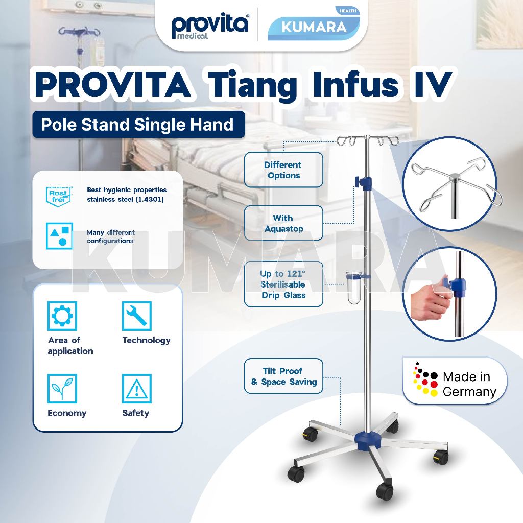 PROVITA - Tiang Infus IV. Pole Stand Single Hand 1 PROVITA - Tiang Infus IV. Pole Stand Single Hand