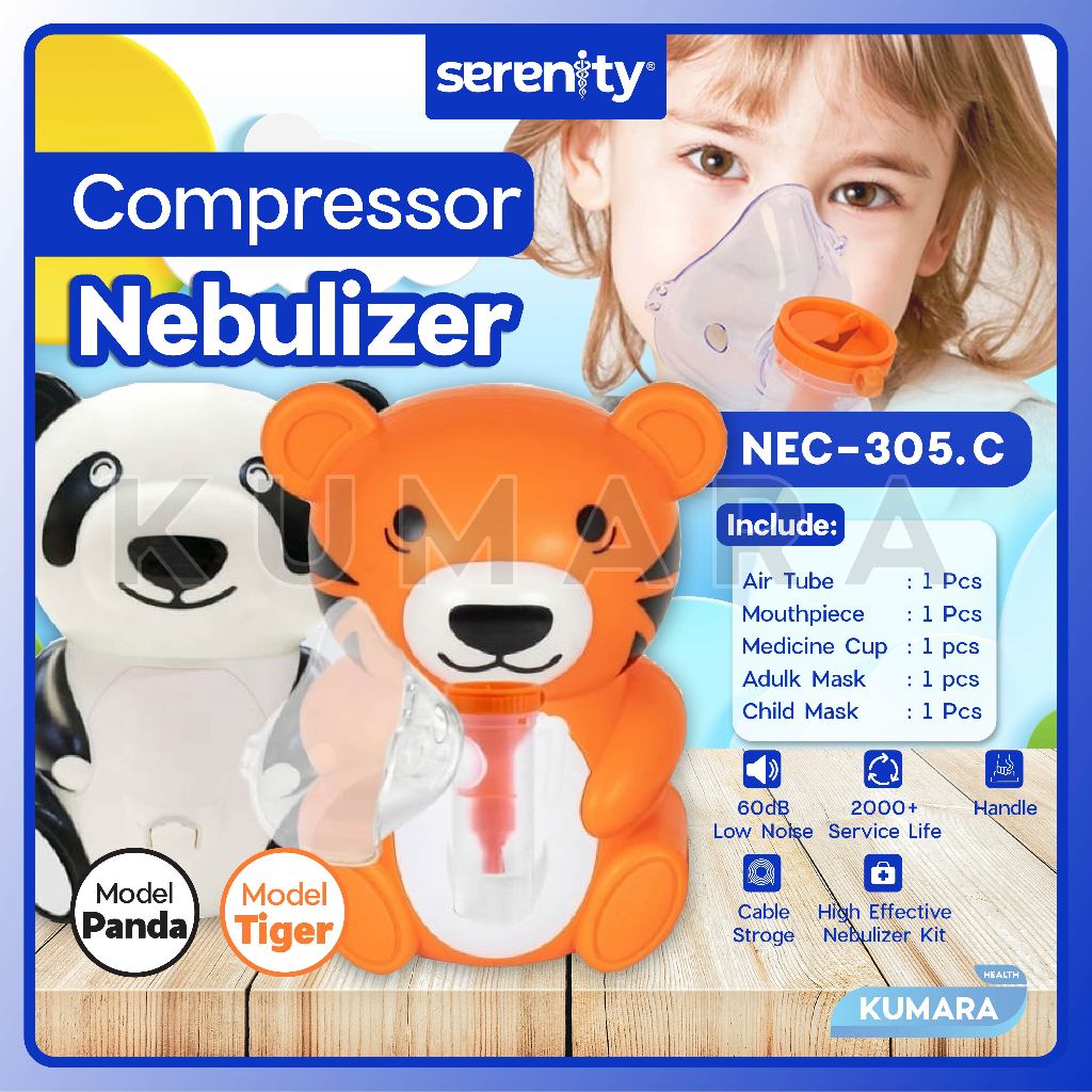 SERENITY - Compressor Nebulizer NEC-305.C Inhalasi / Alat Nebulizer Anak 1 SERENITY - Compressor Nebulizer NEC-305.C Inhalasi / Alat Nebulizer Anak