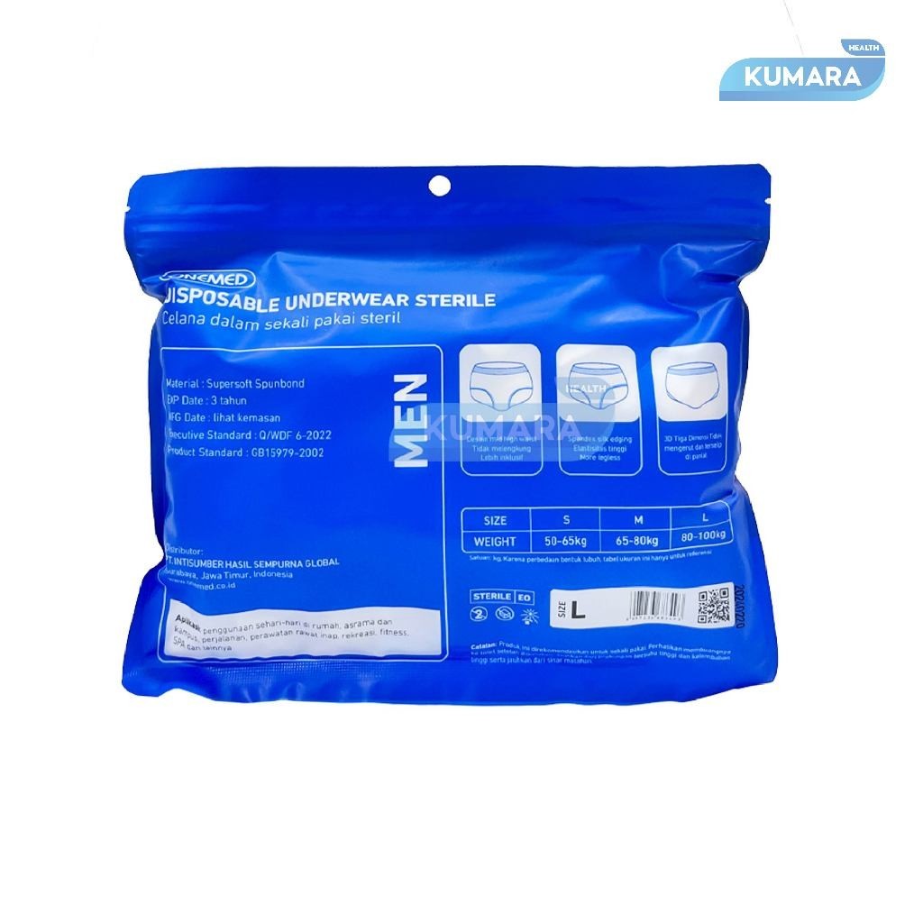 ONEMED - Celana Dalam Pria Sekali Pakai / Steril Underwear isi 5'S Pack 5 ONEMED - Celana Dalam Pria Sekali Pakai / Steril Underwear isi 5'S Pack - Image 5