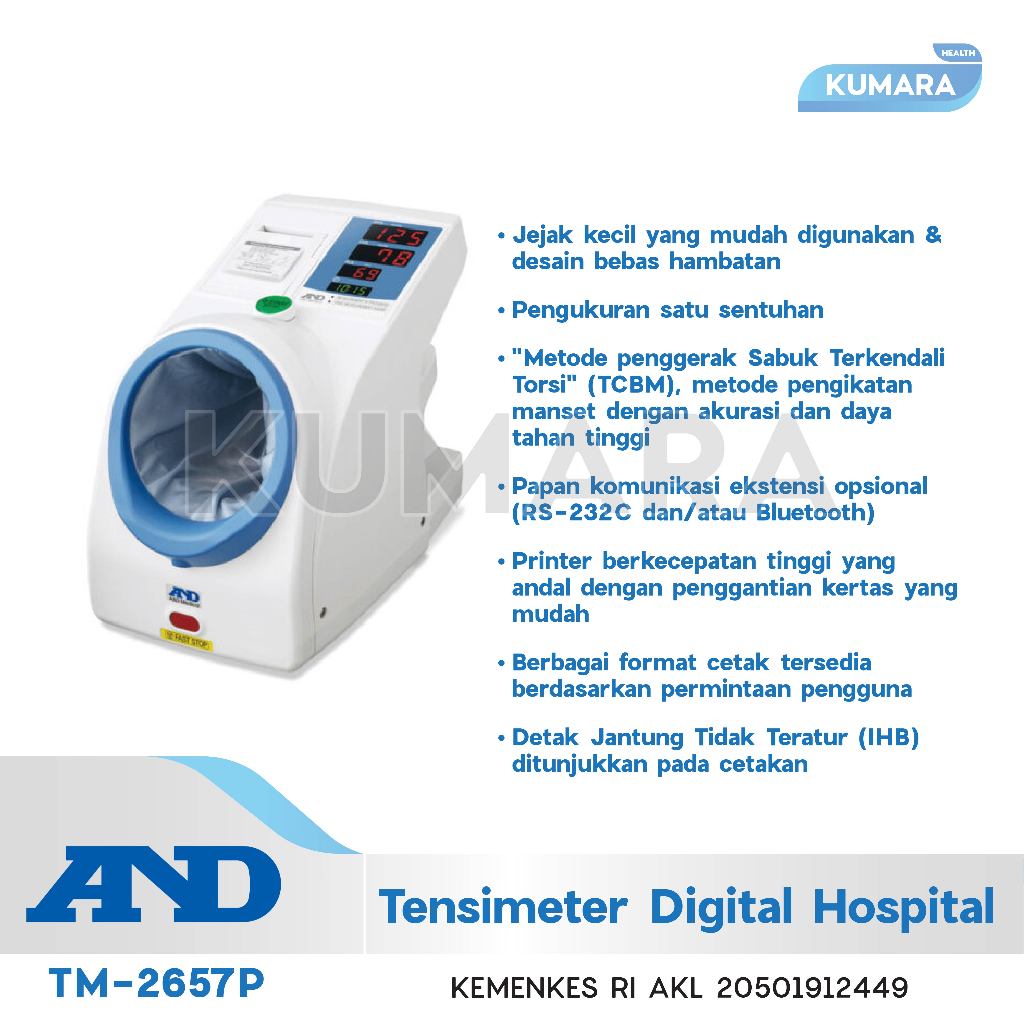 A&D - Tensimeter Digital Hospital AND TM-2657P Automatic Table Top Tansimeter 3 A&D - Tensimeter Digital Hospital AND TM-2657P Automatic Table Top Tansimeter - Image 3