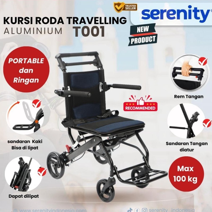 SERENITY - Kursi Roda Traveling Alumunium T001 / Kursi Roda Haji/Umroh 1 SERENITY - Kursi Roda Traveling Alumunium T001 / Kursi Roda Haji/Umroh