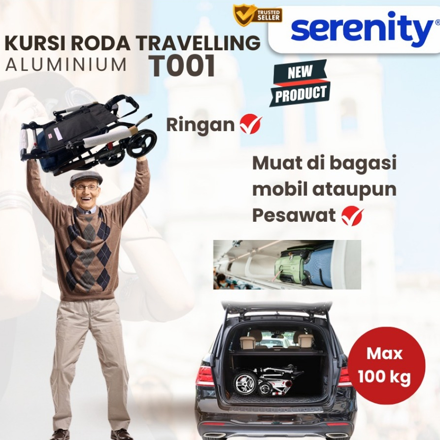 SERENITY - Kursi Roda Traveling Alumunium T001 / Kursi Roda Haji/Umroh 2 SERENITY - Kursi Roda Traveling Alumunium T001 / Kursi Roda Haji/Umroh - Image 2