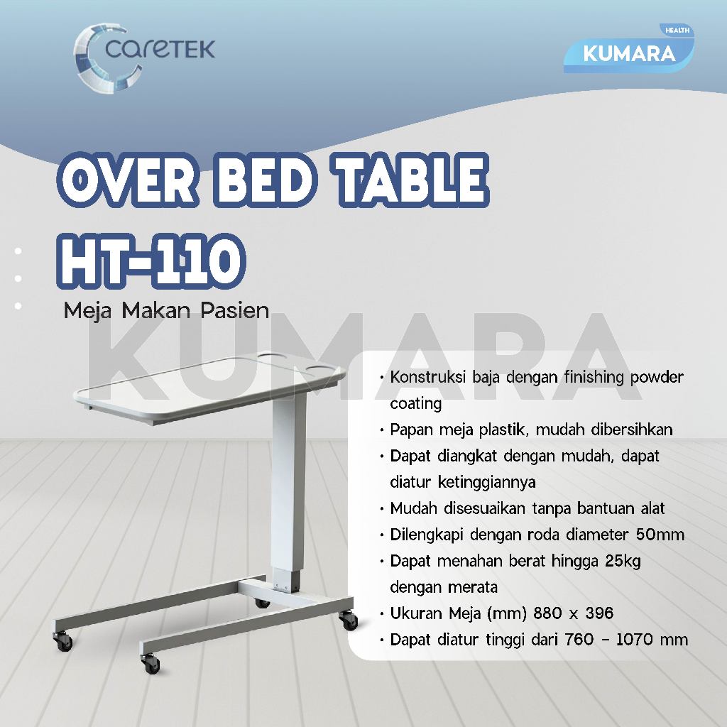 CARETEK - Over Bed Table HT110 / Meja Makan Pasien / Meja Mayo 2 CARETEK - Over Bed Table HT110 / Meja Makan Pasien / Meja Mayo - Image 2