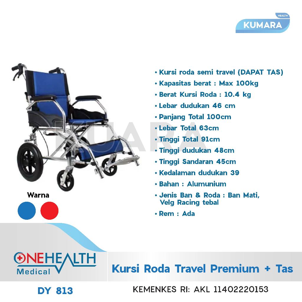 ONEHEALTH - Kursi Roda Travel Alumunium DY 813 + Tas / Alumunium Travelling Wheelchair 2 ONEHEALTH - Kursi Roda Travel Alumunium DY 813 + Tas / Alumunium Travelling Wheelchair - Image 2