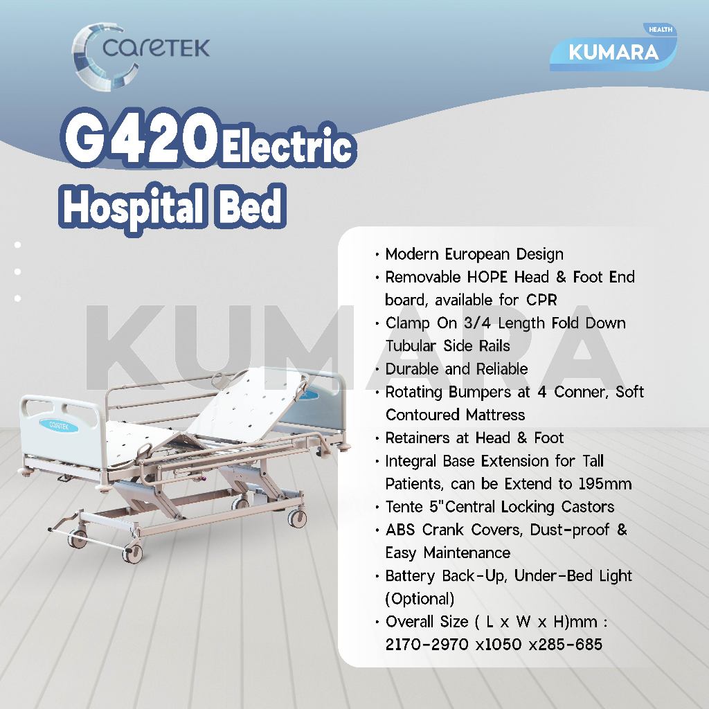 CARETEK - Hospital Bed 3 Crank Electric G420 / Ranjang Pasien Elektrik 3 Engkol 2 CARETEK - Hospital Bed 3 Crank Electric G420 / Ranjang Pasien Elektrik 3 Engkol - Image 2
