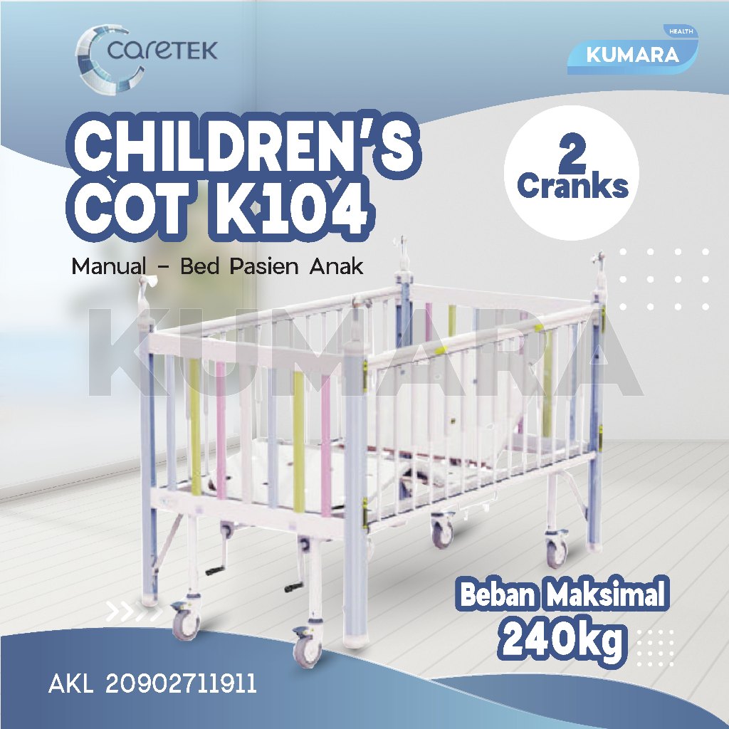 CARETEK - Children's Cot K104 2 Crank Manual / Bed Pasien Anak 1 CARETEK - Children's Cot K104 2 Crank Manual / Bed Pasien Anak