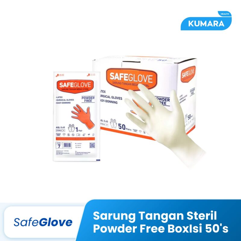 SAFEGLOVE - Sarung Tangan Steril Powder Free / Surgical Glove Sterile Box isi 50's 1 4 1