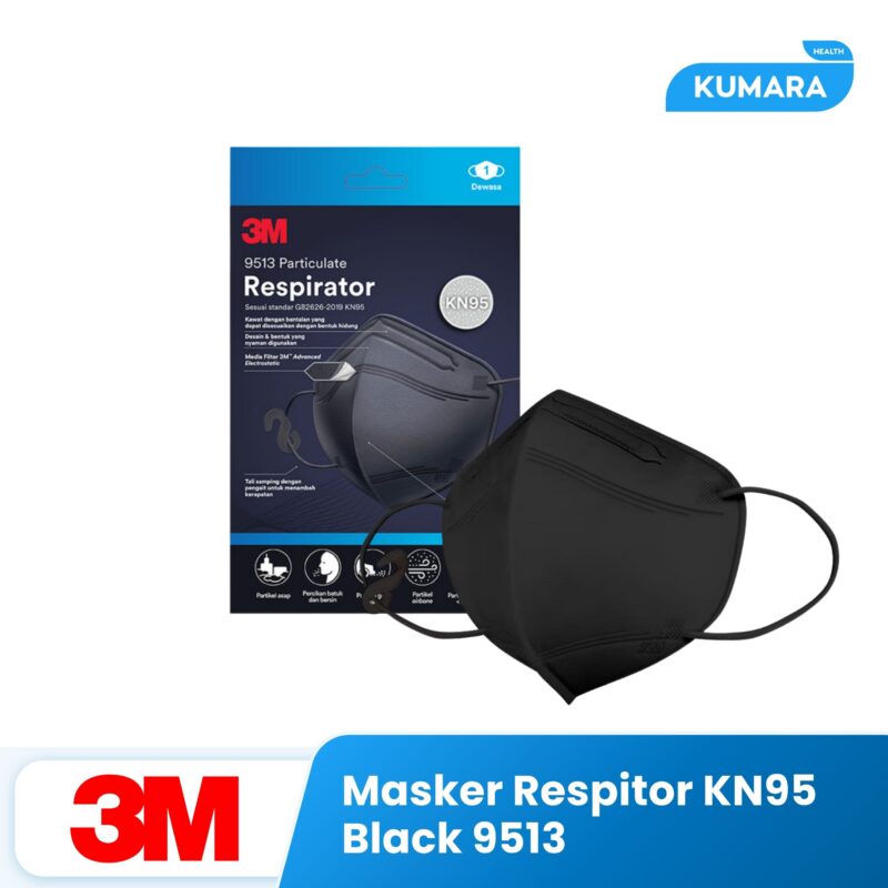 3M - Masker Respirator KN95 9513 Black Pack isi 1's 1 68 1