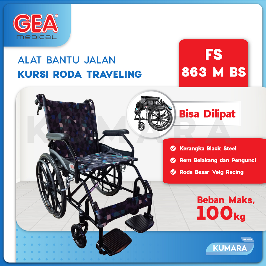 GEA - Kursi Roda Semi Travel FS 863 M BS Stainsteel 1 GEA - Kursi Roda Semi Travel FS 863 M BS Stainsteel