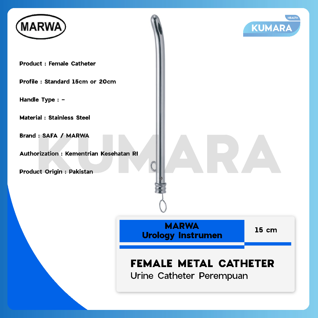 MARWA - Female Metal Catheter / Urine Catheter Perempuan 1 MARWA - Female Metal Catheter / Urine Catheter Perempuan