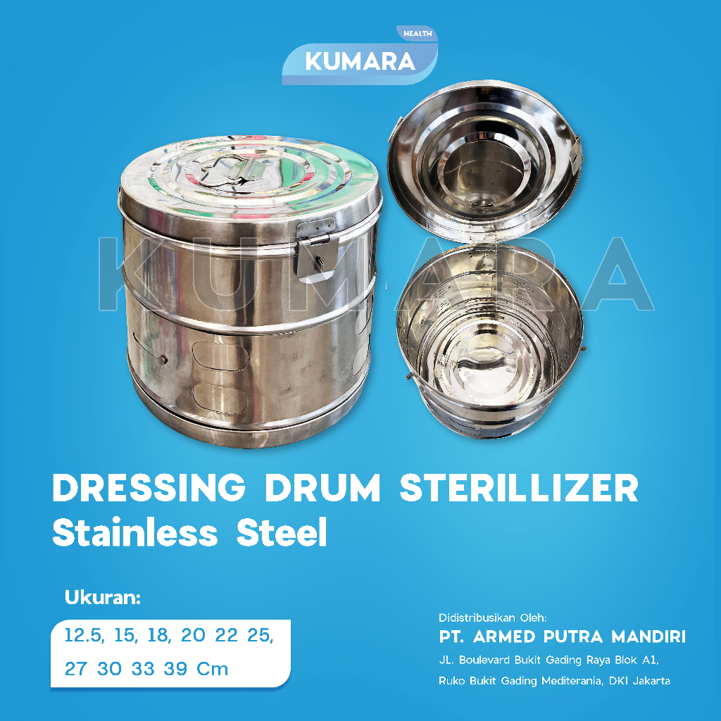 KUMARA - Dressing Drum Sterilizer Stainless Steel / Tromol Sterilisasi Instrumen 1 KUMARA - Dressing Drum Sterilizer Stainless Steel / Tromol Sterilisasi Instrumen