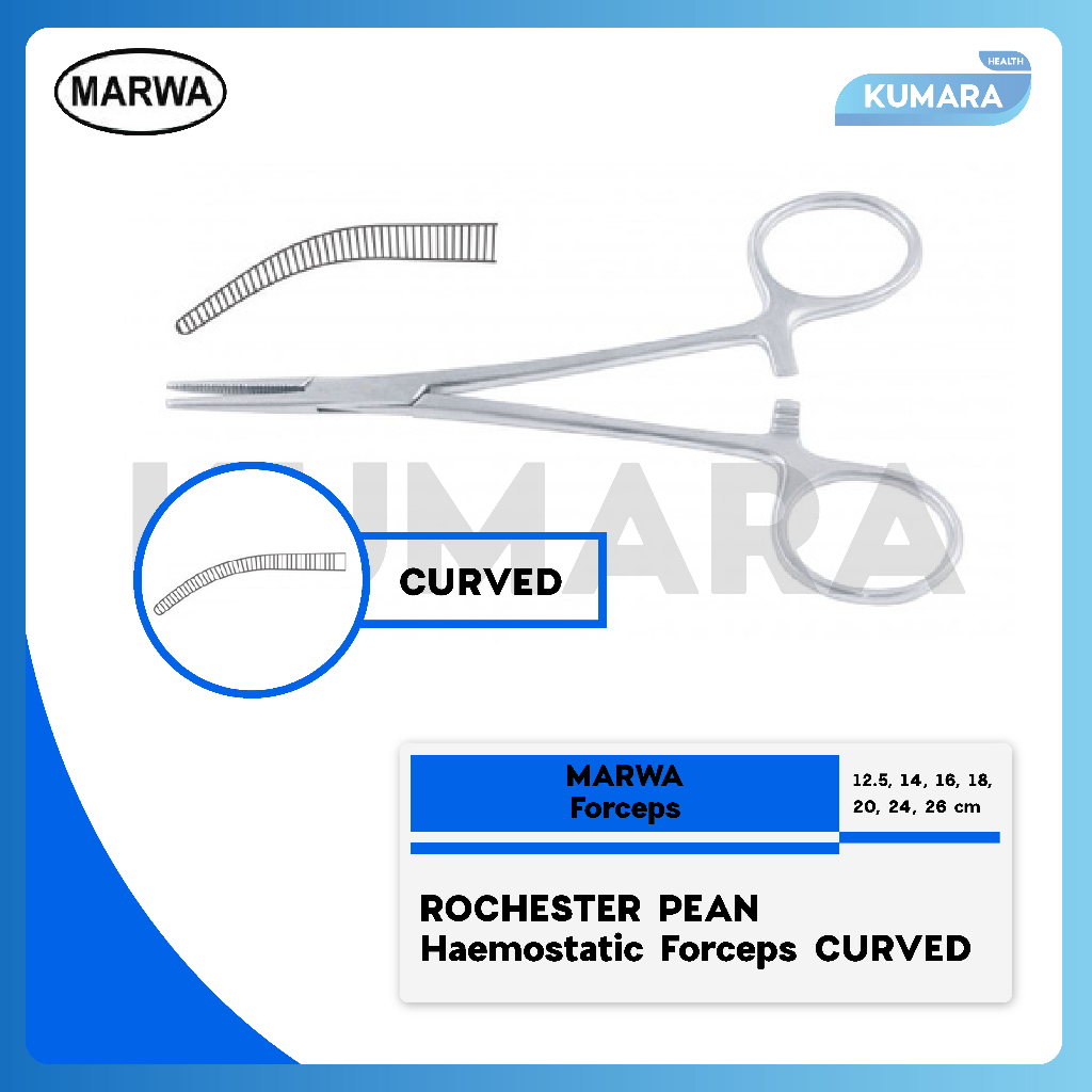 MARWA - Rochester Pean Haemostatic Forceps Curved / Klem Arteri Bengkok 1 MARWA - Rochester Pean Haemostatic Forceps Curved / Klem Arteri Bengkok