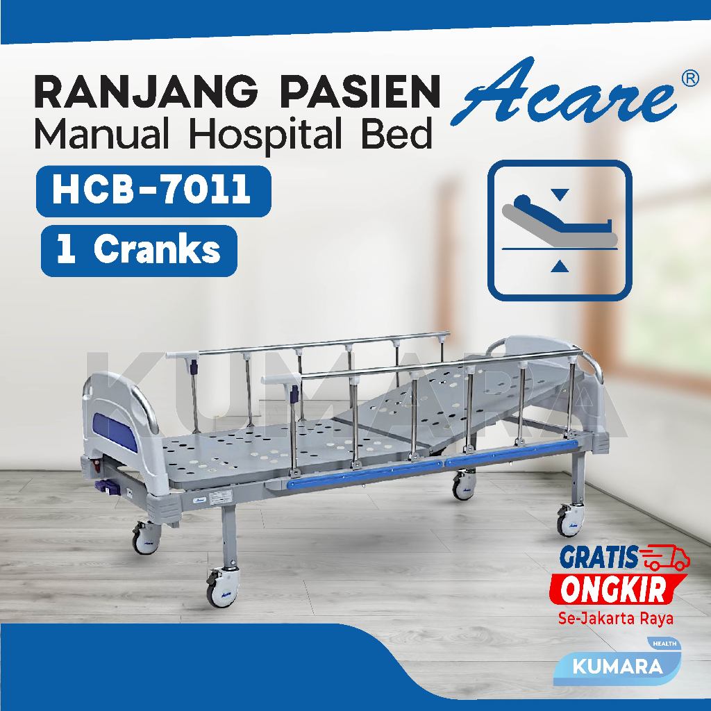 ACARE - Hospital Bed 1 Crank HCB-7011 Bed Pasien / Ranjang Pasien 1 ACARE - Hospital Bed 1 Crank HCB-7011 Bed Pasien / Ranjang Pasien