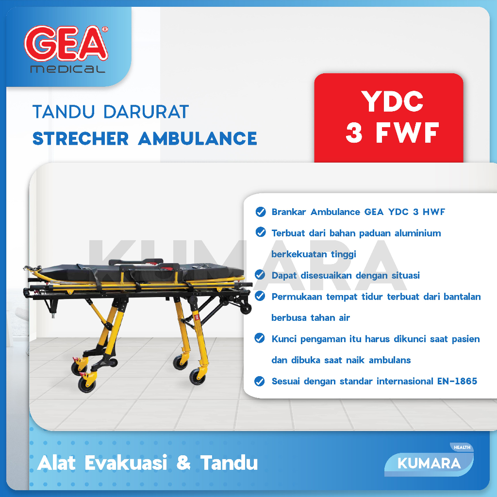 GEA - Emergency Stretcher Ambulance YDC 3 FWF / Emergency Stretcher / Brankar Ambulance 2 GEA - Emergency Stretcher Ambulance YDC 3 FWF / Emergency Stretcher / Brankar Ambulance - Image 2