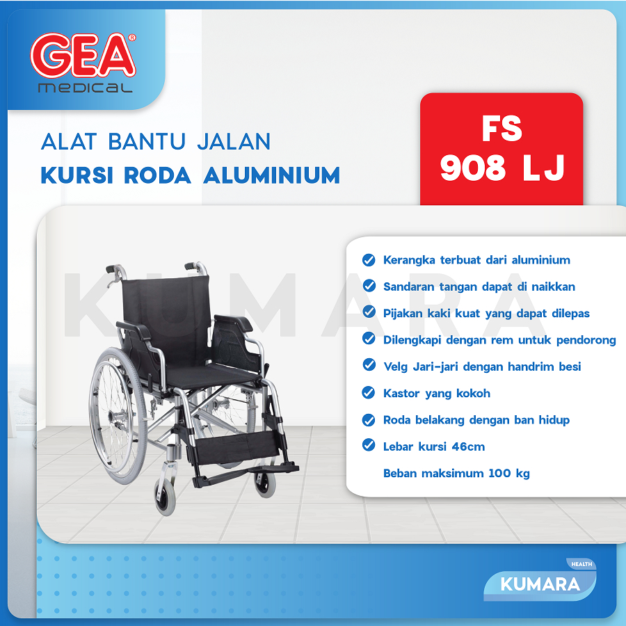 GEA - Kursi Roda Standard Alumunium FS 908 LJ 2 GEA - Kursi Roda Standard Alumunium FS 908 LJ - Image 2