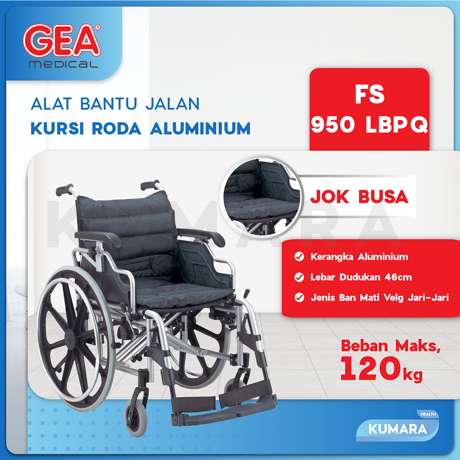 GEA - Kursi Roda Alumunium + Jok Busa FS 950 LBPQ 1 GEA - Kursi Roda Alumunium + Jok Busa FS 950 LBPQ